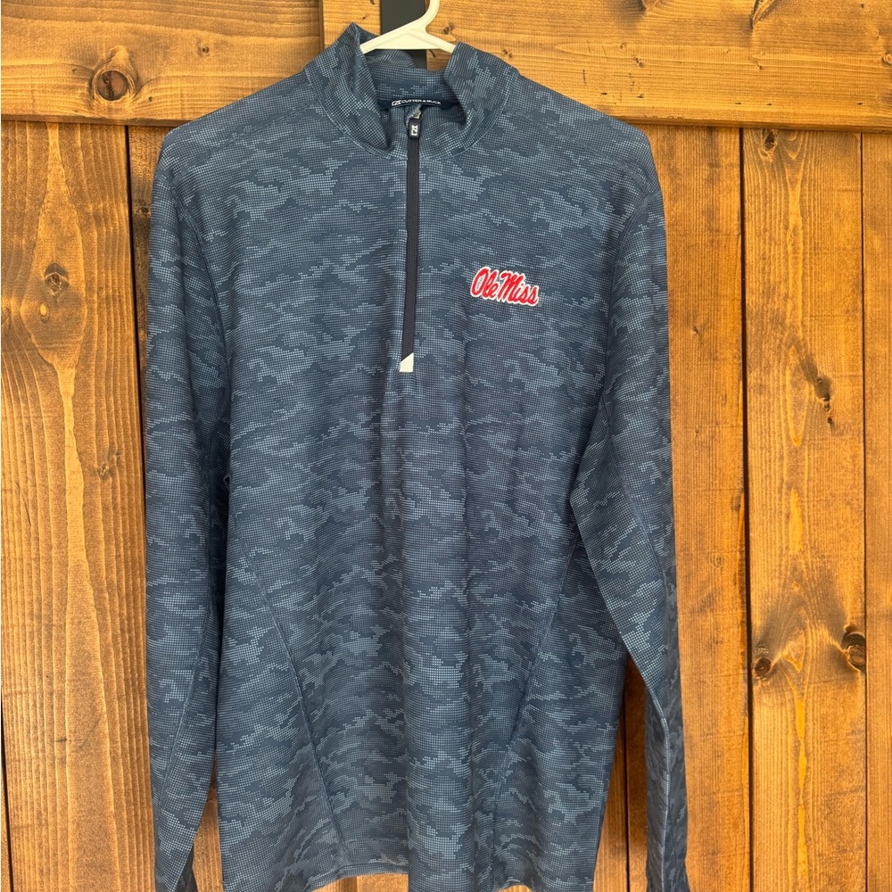 Cutter & Buck Ole Miss Blue Camo Quarter-Zip Sweatshirt